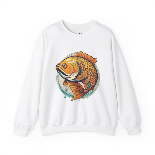 Golden Fish Sweatshirt, Cozy Pullover Jumper, Relaxing Sweater