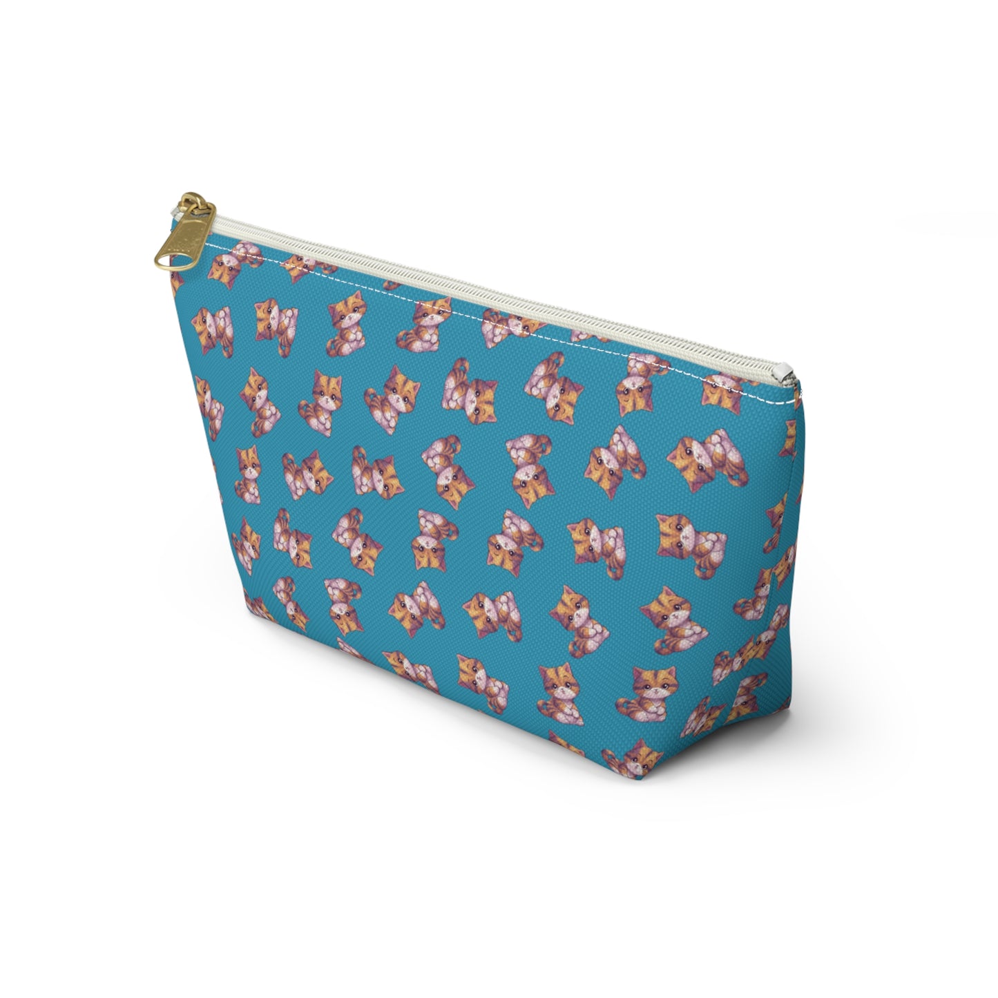 Cute Kitten Accessory Pouch (turquoise), Dog Lover Gift, Small Makeup Bag, Cosmetic Organizer, Zipper Pouch, Travel Toiletry Bag