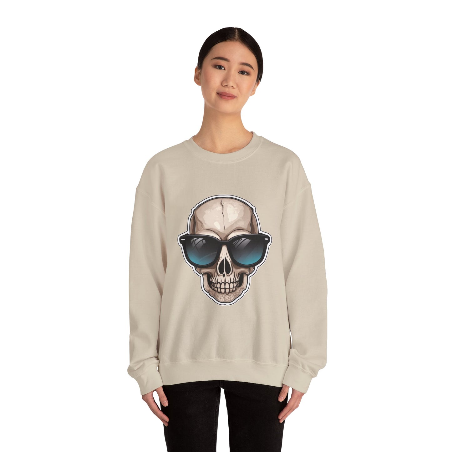 Cool Skull Sweatshirt, Cozy Pullover Jumper, Relaxing Sweater