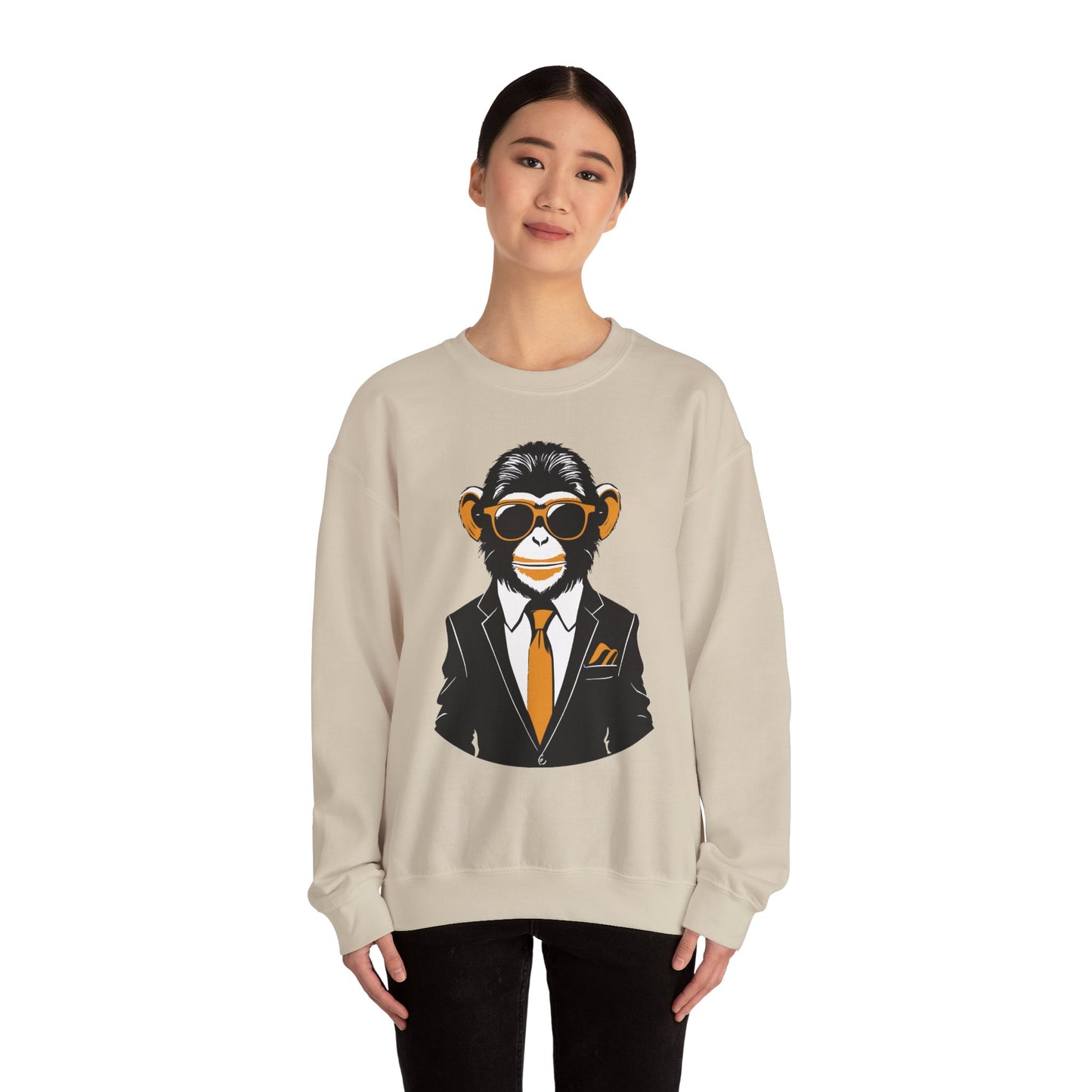 Cool Monkey Sweatshirt, Cozy Pullover Jumper, Relaxing Sweater